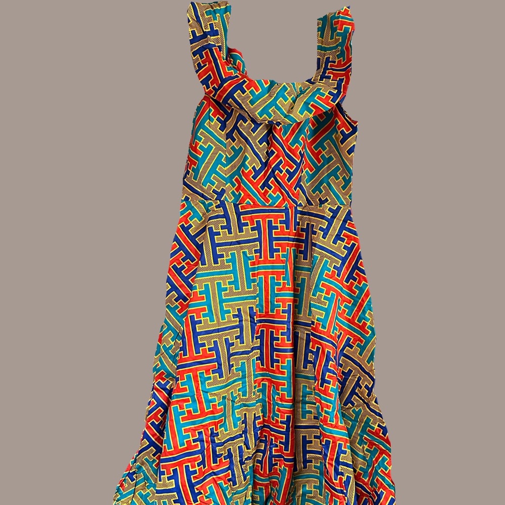Handmade Colorful African Geometric Pattern Dress